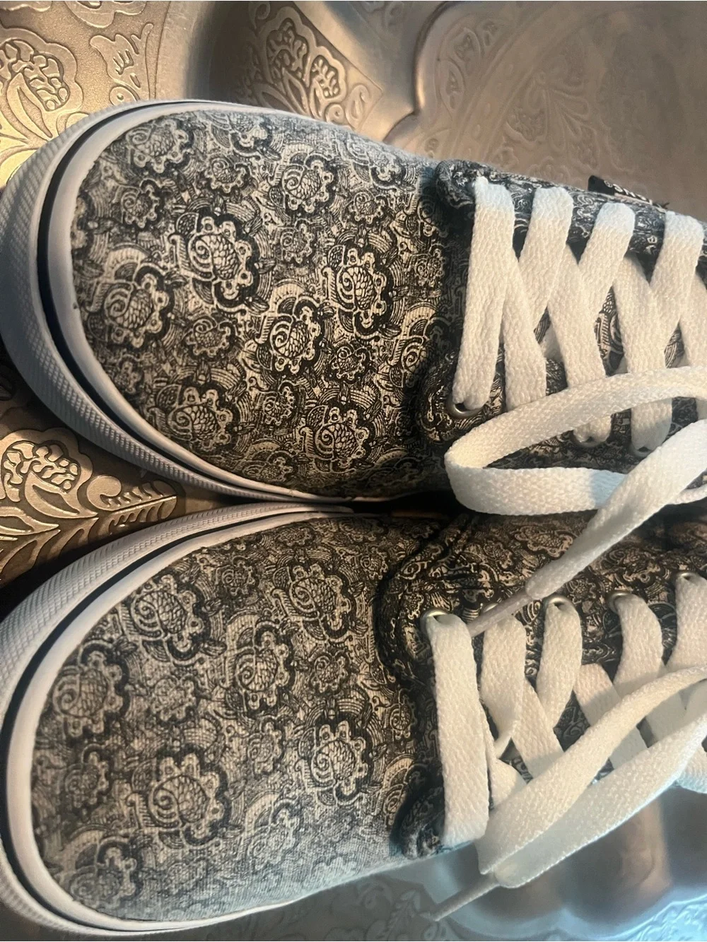 Vans Black & White Paisley Lace-Up Sneakers